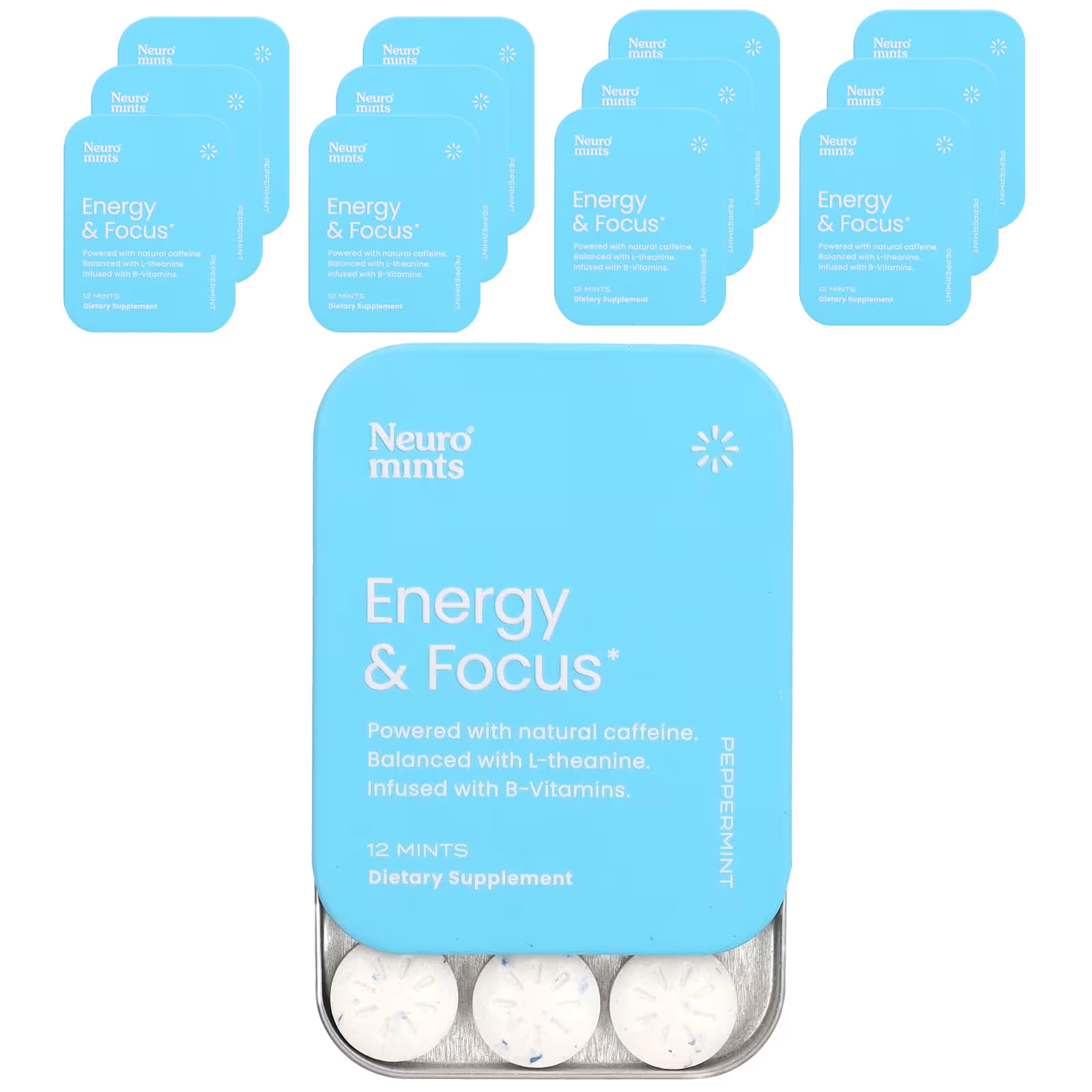 жевательная резинка fit s energy drink Кофеиновая жевательная резинка NeuroGum NeuroMints Energy & Focus, 144 шт