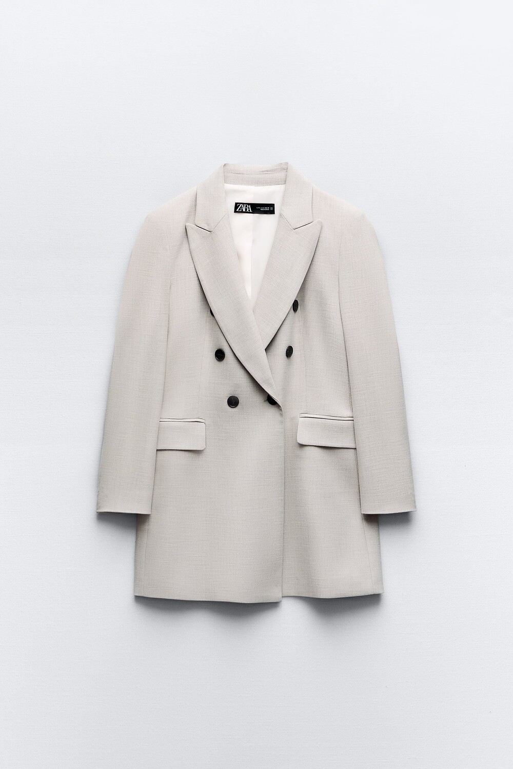 

Облегчающий длинный пиджак Zara, серый/бежевый
