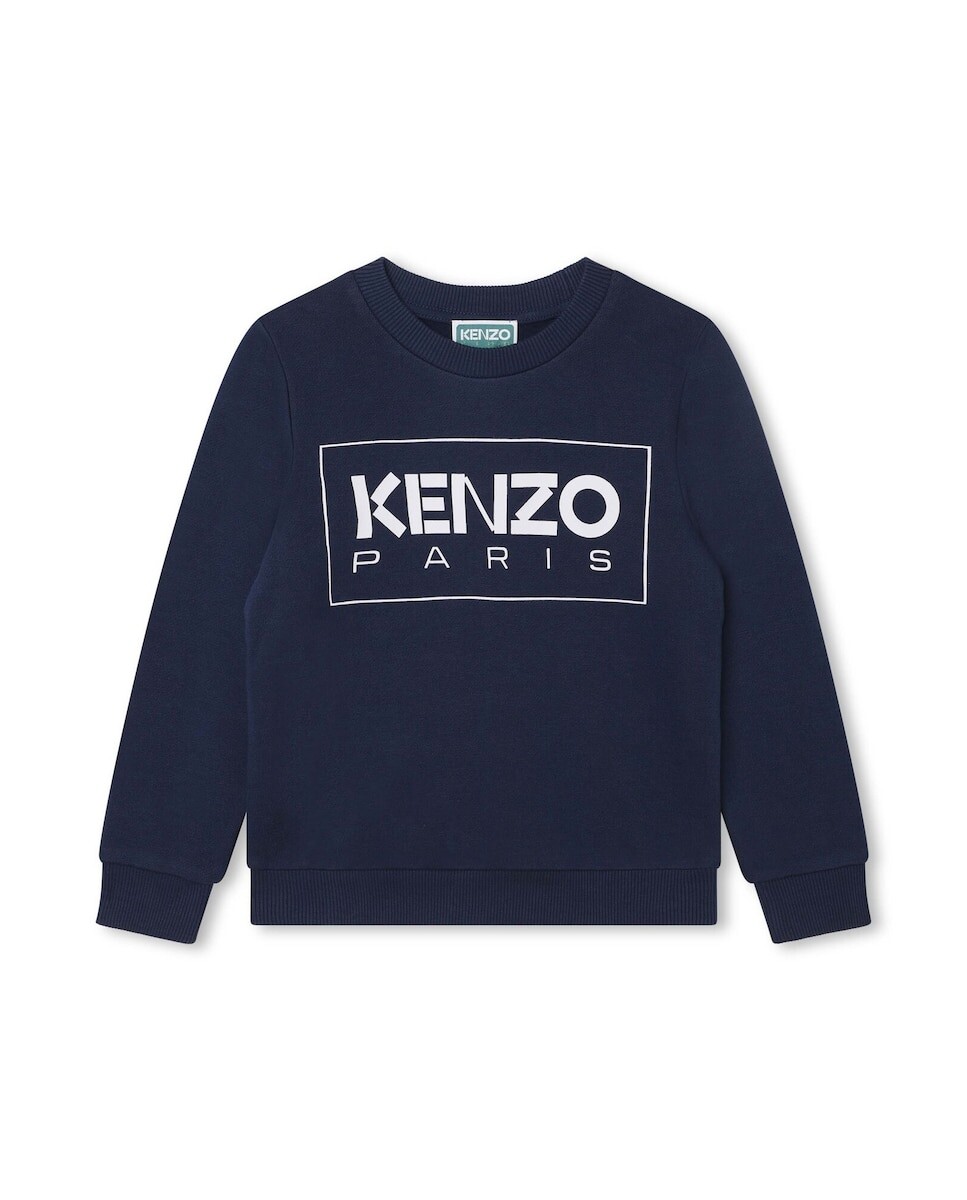 

Толстовка для мальчика с круглым вырезом и логотипом спереди Kenzo, темно-синий