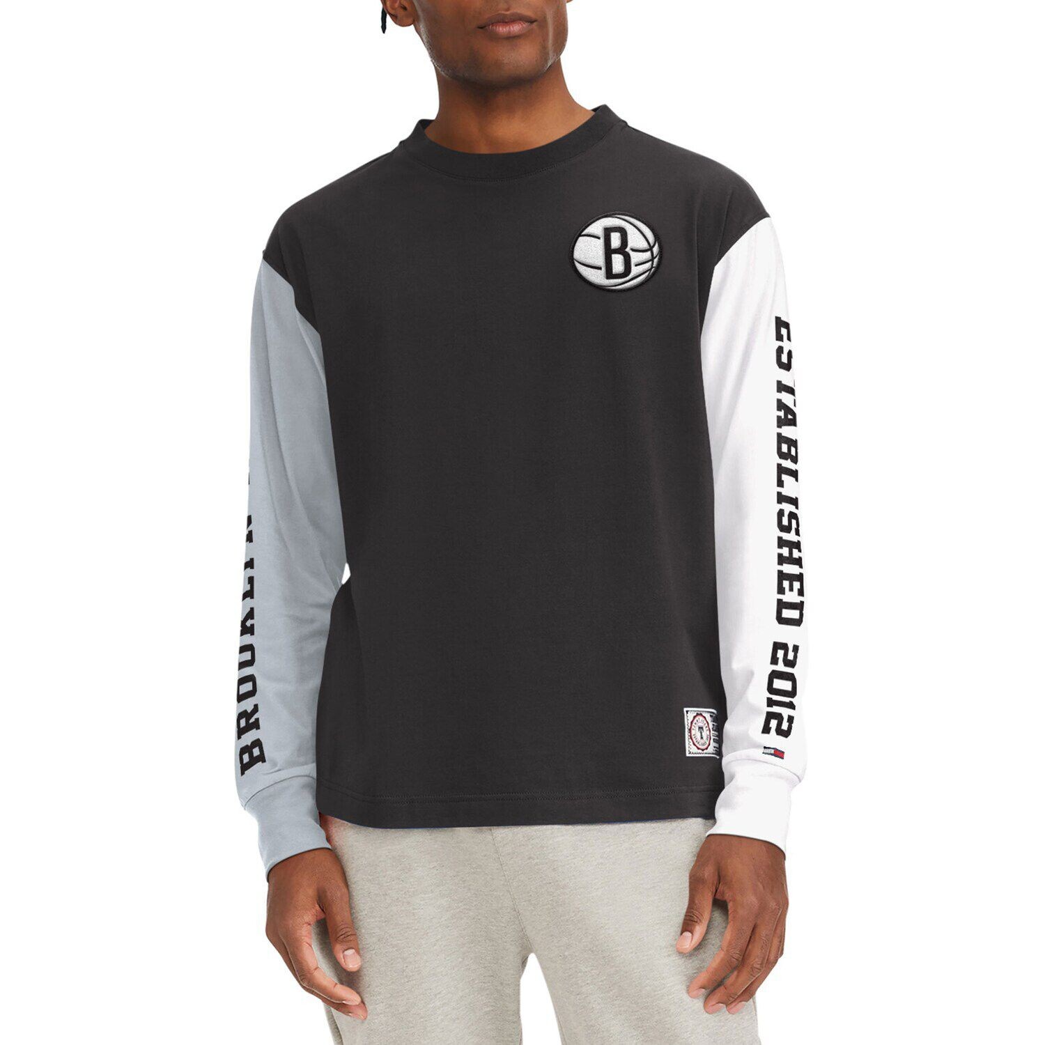

Мужская черная футболка с длинными рукавами Tommy Jeans Brooklyn Nets Richie Color Block, Черный