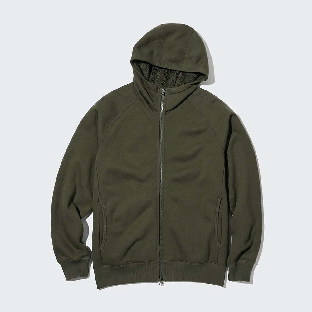

Uniqlo Мужская и женская спортивная куртка HEATTECH с капюшоном на молнии из искусственного шерпа (теплая)