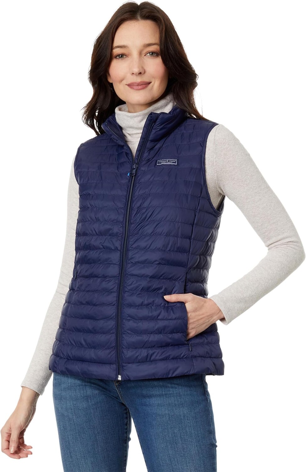 

Складной жилет-пуховик с желобками Vineyard Vines, цвет Nautical Navy