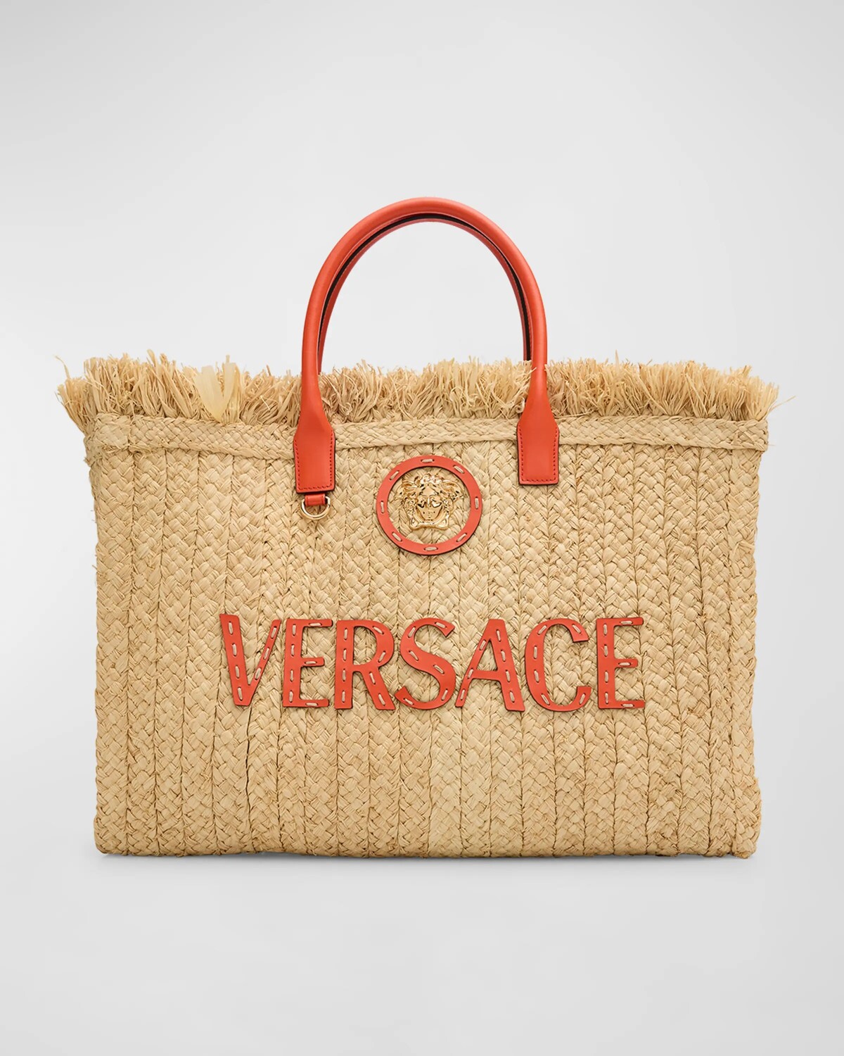 

Соломенная большая сумка La Medusa Versace, цвет Natural Coral
