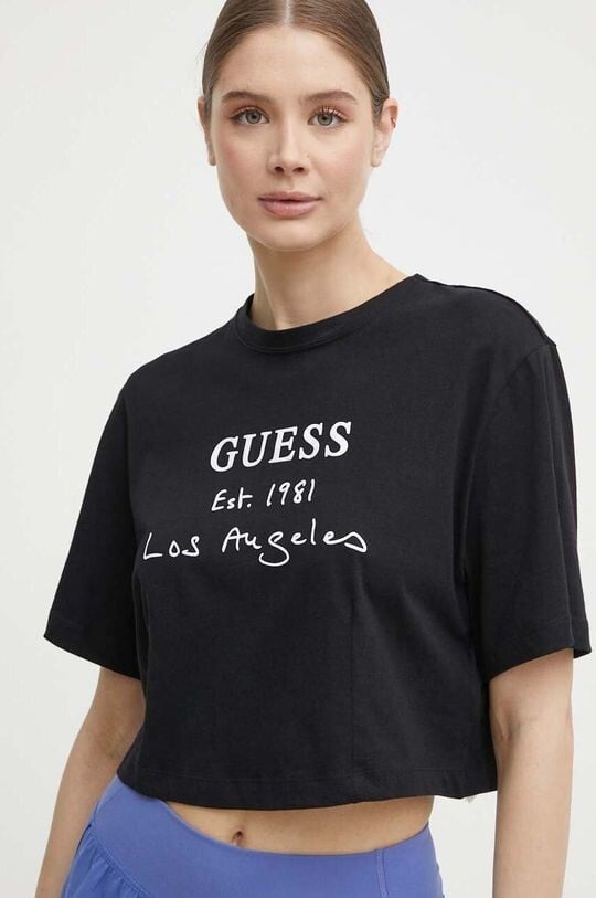 

Хлопковая футболка Guess, черный