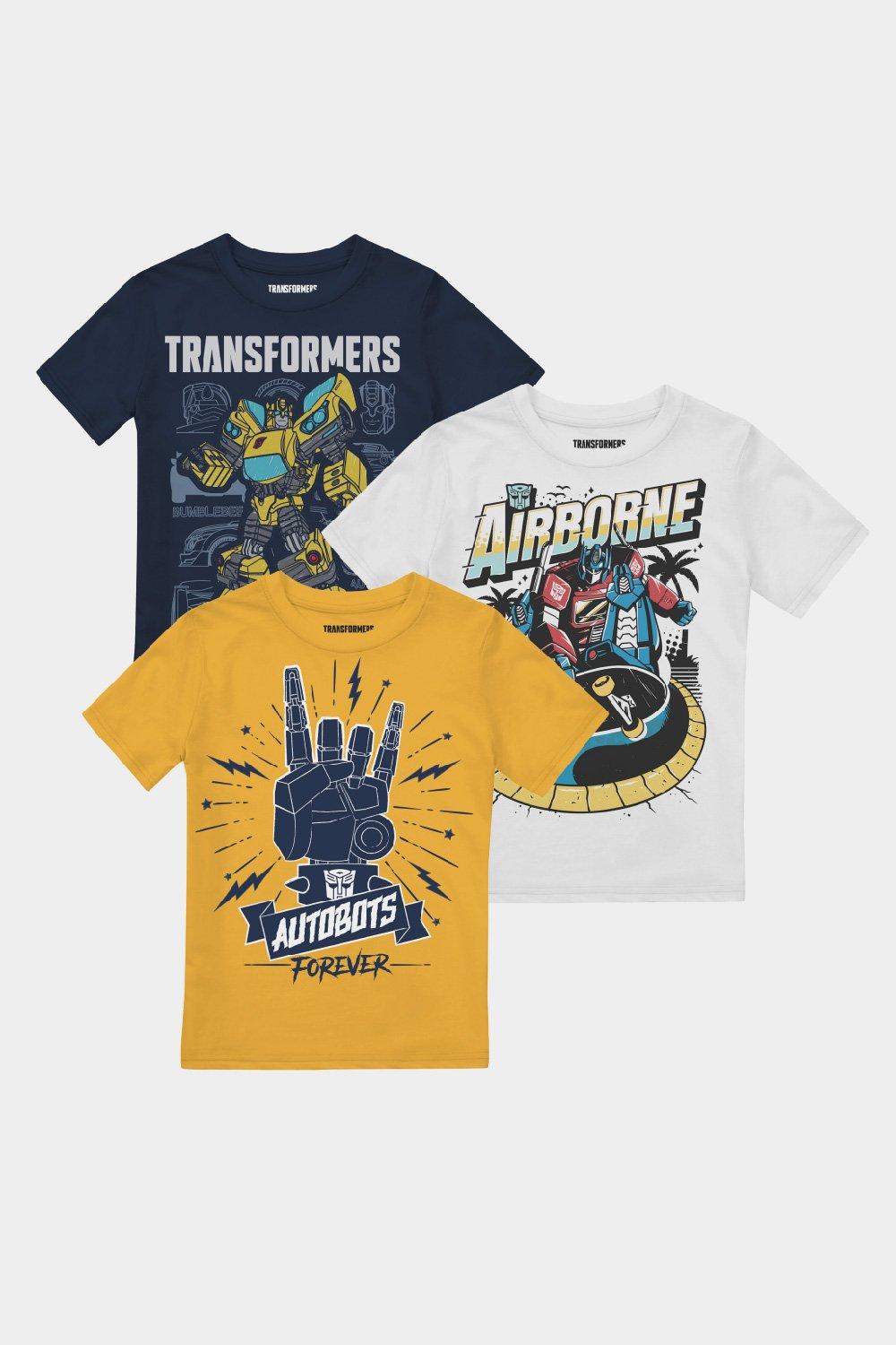 набор машинок hollywood rides transformers – starscream bumblebee optimus prime 3 шт Комплект футболок для мальчиков Optimus & Bumblebee, 3 шт. Transformers, мультиколор