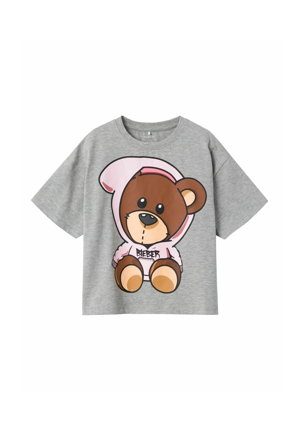 

Футболка с принтом NKFJABB JUSTINBIEBER BOXY Name it, цвет grey melange