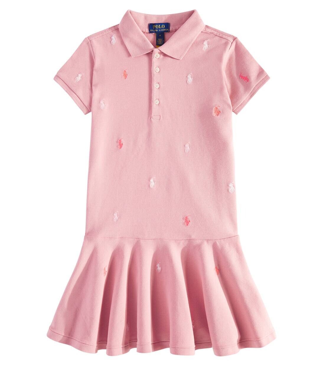 

Платье из хлопка Polo Ralph Lauren Kids, цвет tickled pink multi/deckwsh wht