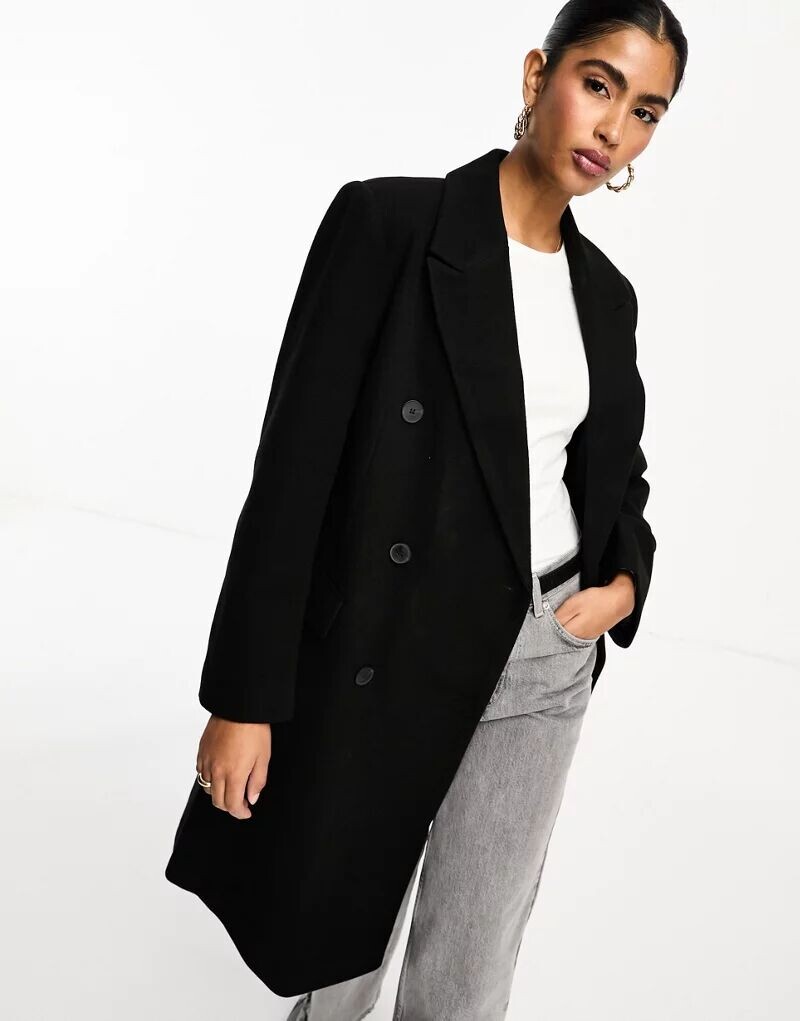 

Черное пальто средней длины для папы ASOS