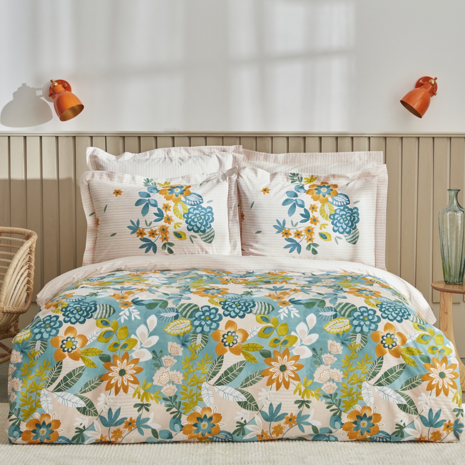 комплект постельного белья с вышивкой karaca home Комплект постельного белья Karaca Home Botanical, зеленый