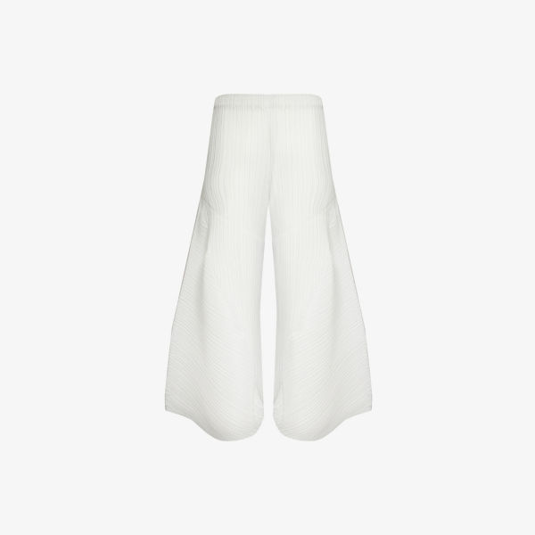 Трикотажные брюки широкого кроя со складками Pleats Please Issey Miyake, белый