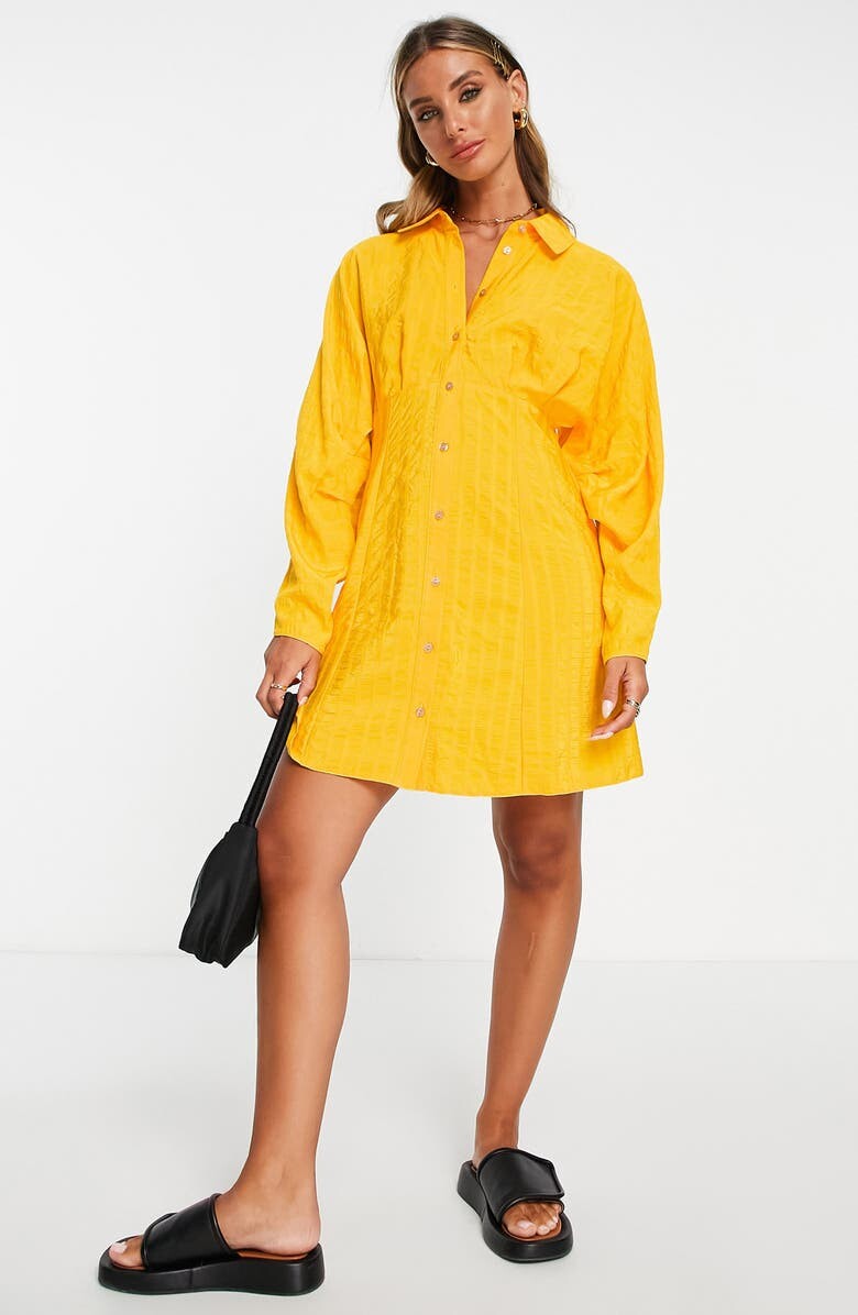 

Мини-платье-рубашка с длинными рукавами ASOS DESIGN, желтый