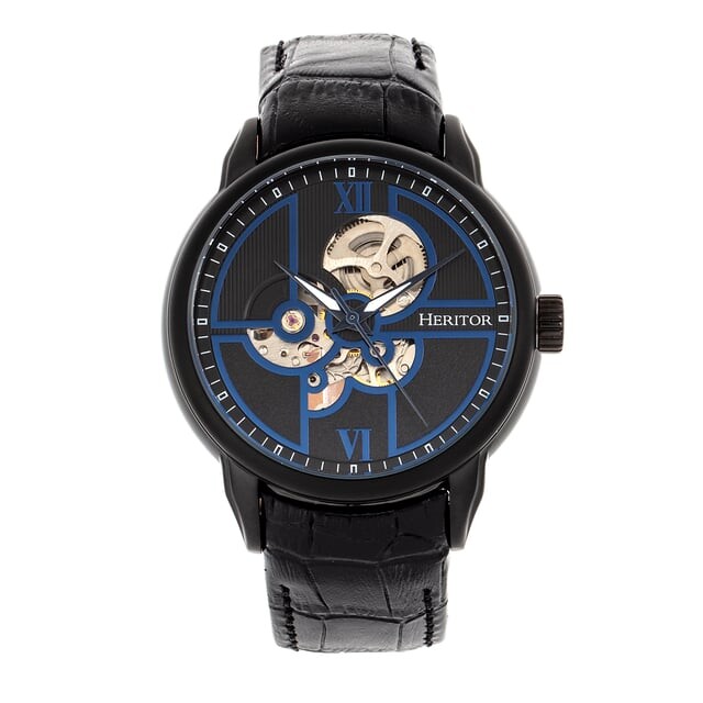 

Автоматические часы Heritor Sanford с полускелетоновым кожаным ремешком Heritor Automatic, черный