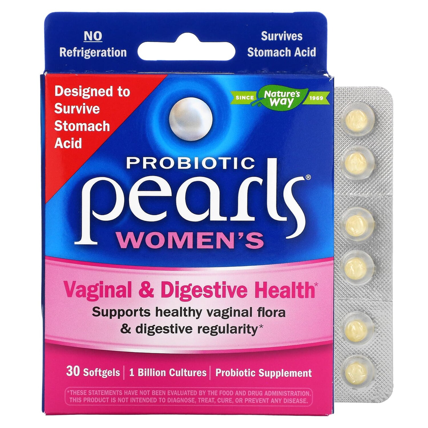 

Probiotic Pearls для женщин, вагинальное здоровье и здоровье кишечника, 30 мягких желатиновых капсул, Nature's Way