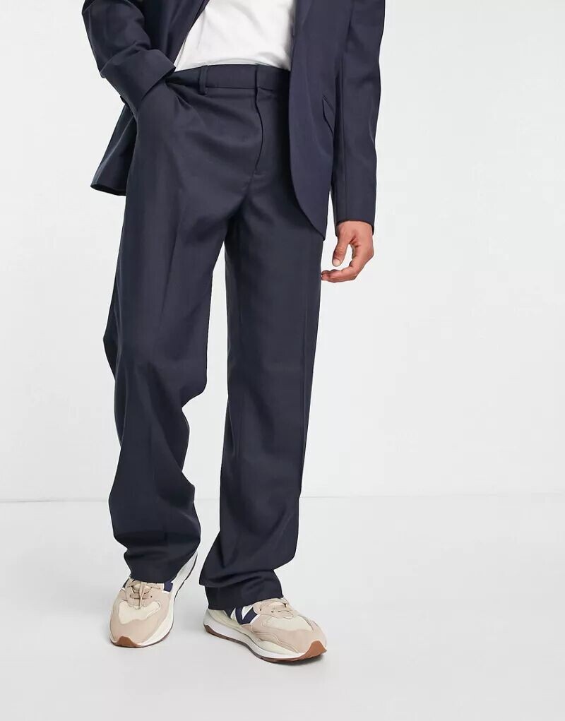 

Темно-синие широкие свадебные брюки Topman