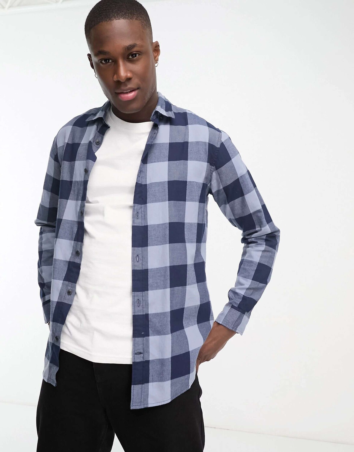 

Синяя фланелевая рубашка в клетку буйволового цвета Jack & Jones Essentials