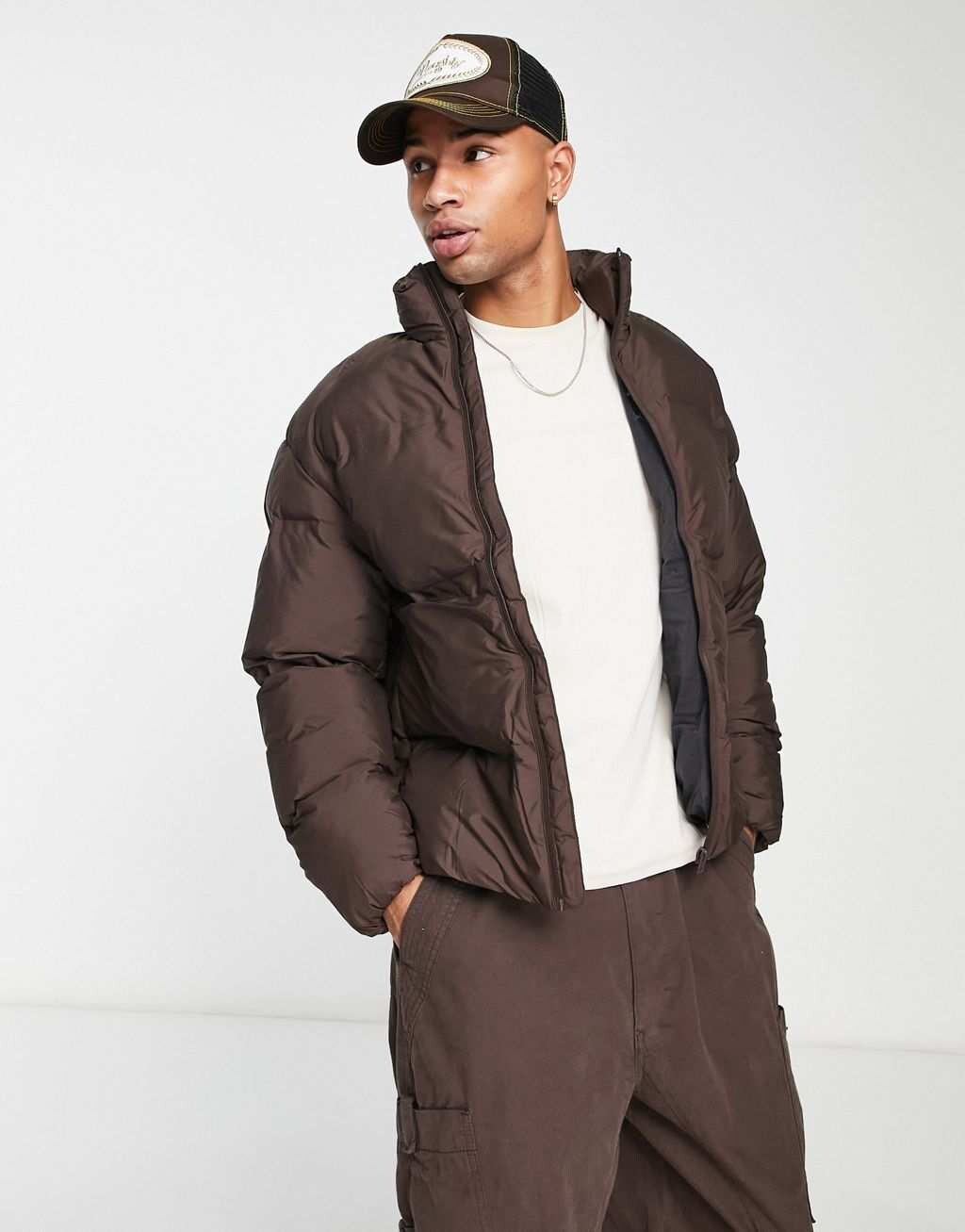 

Гибридная дутая куртка шоколадного цвета Jack & Jones Premium, Коричневый