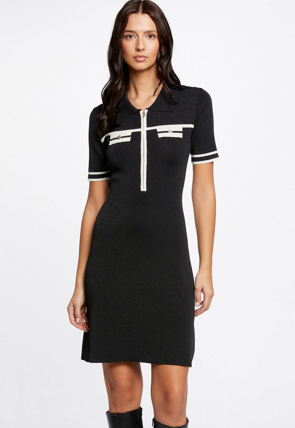 

Трикотажное платье Zipped Collar Morgan, цвет noir