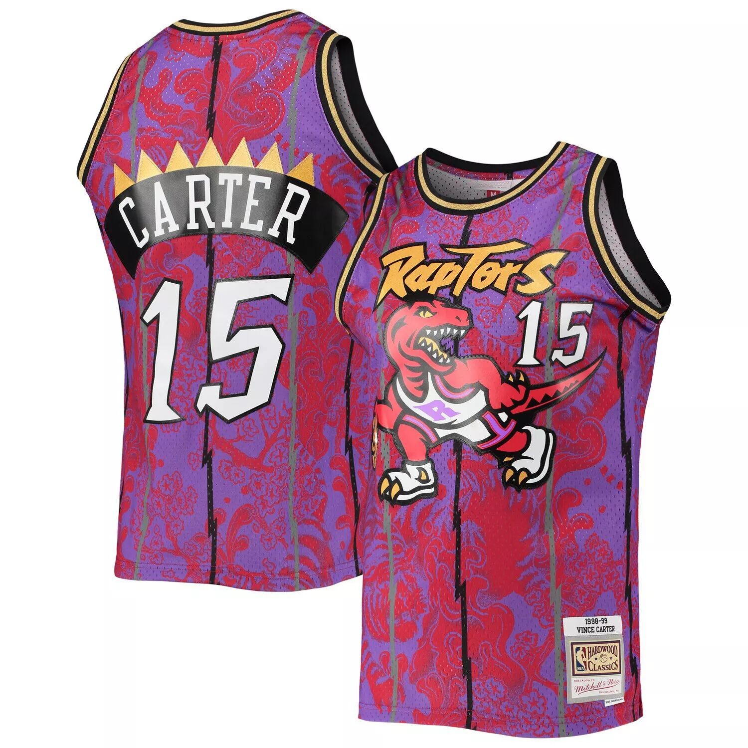 

Мужская футболка Mitchell & Ness Vince Carter фиолетового цвета Toronto Raptors Hardwood Classics 1998-99 Lunar New Year Swingman Jersey, Фиолетовый