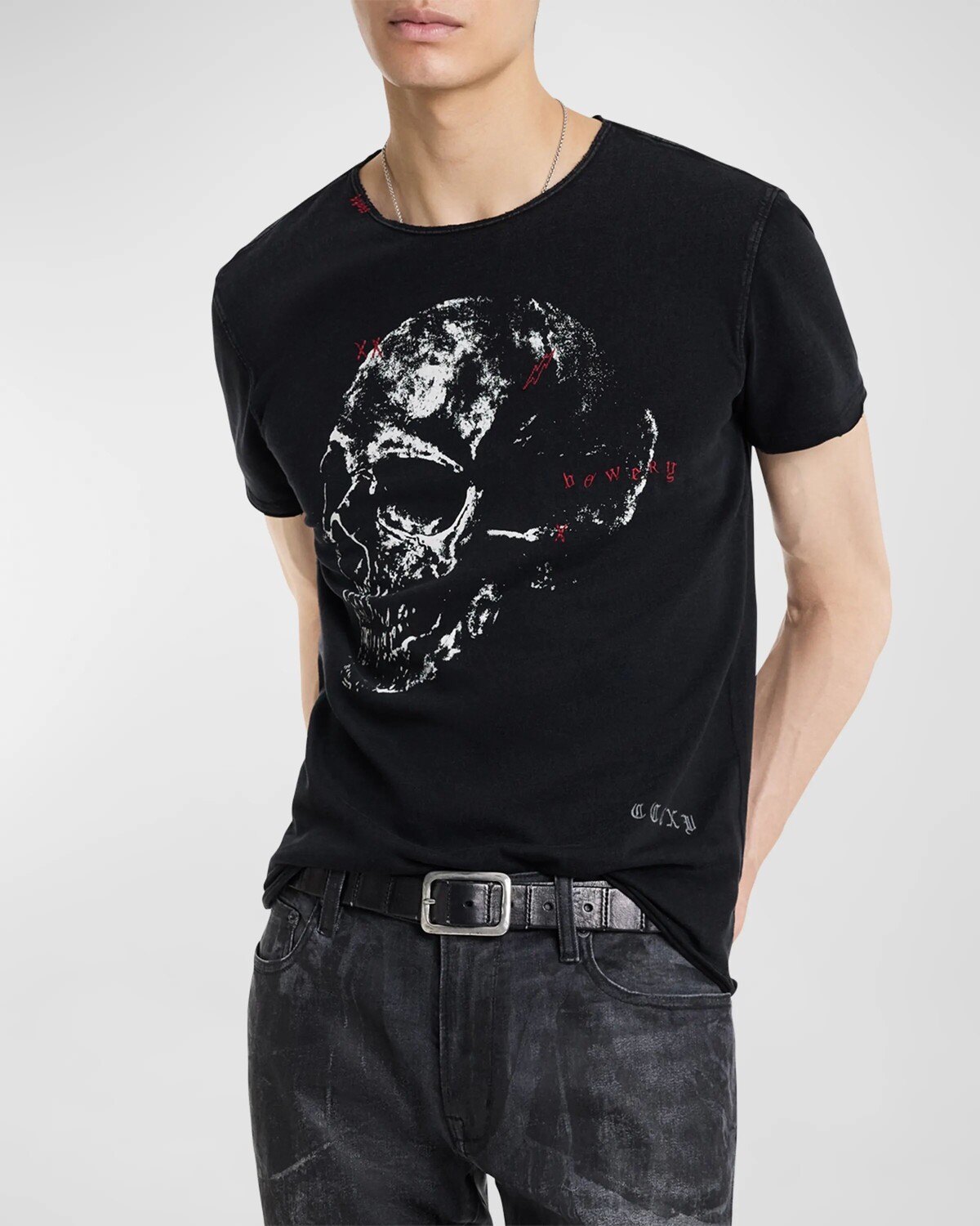 

Мужская футболка Bowery Skull Raw Edge John Varvatos, цвет Black