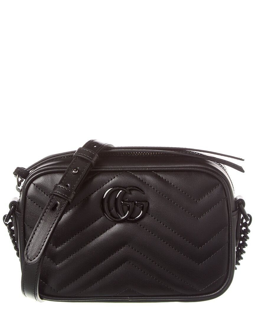 

Кожаное плечо через плечо Gucci GG Marmont Mini Matelasse, черный