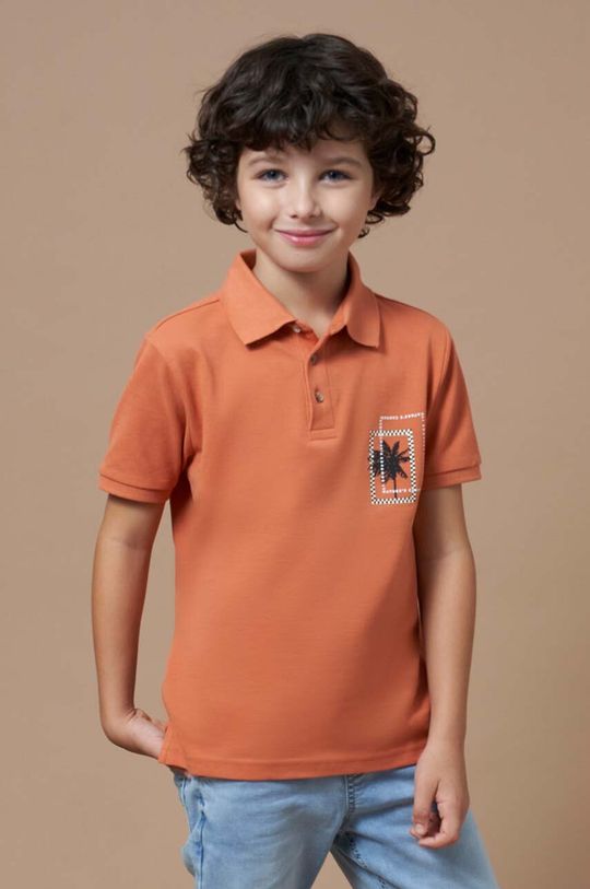 Mayoral Детская хлопковая рубашка-поло, оранжевый