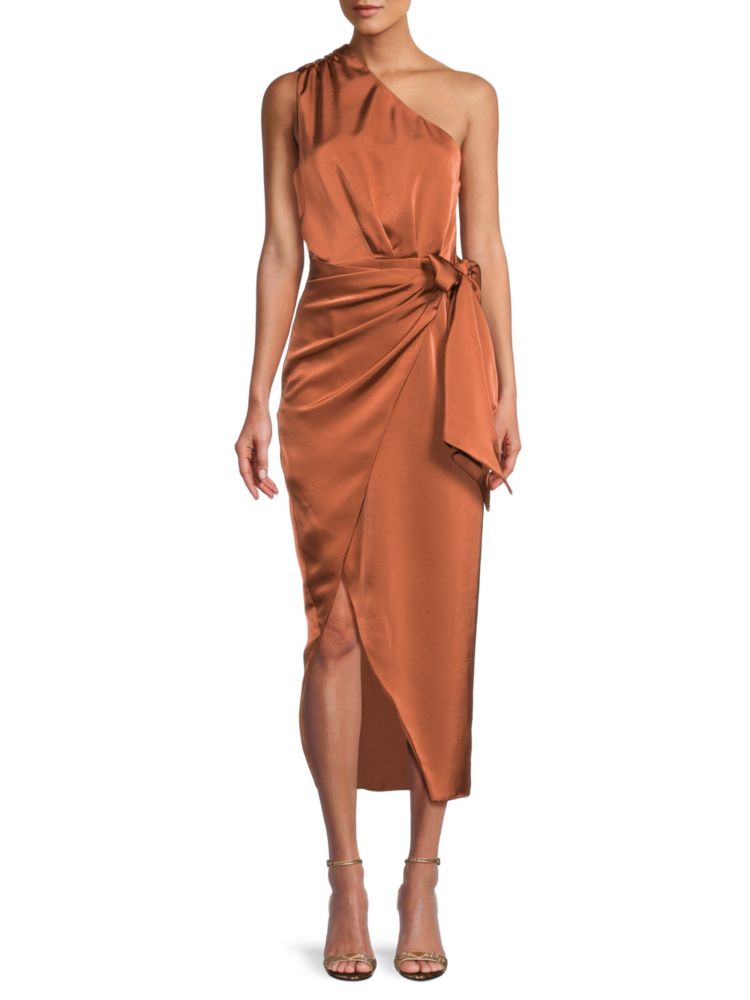 цена Атласное платье миди Brooks Misha, цвет Copper