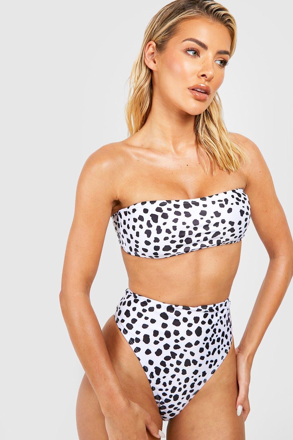

Топ бикини далматинский бандо Boohoo, белый