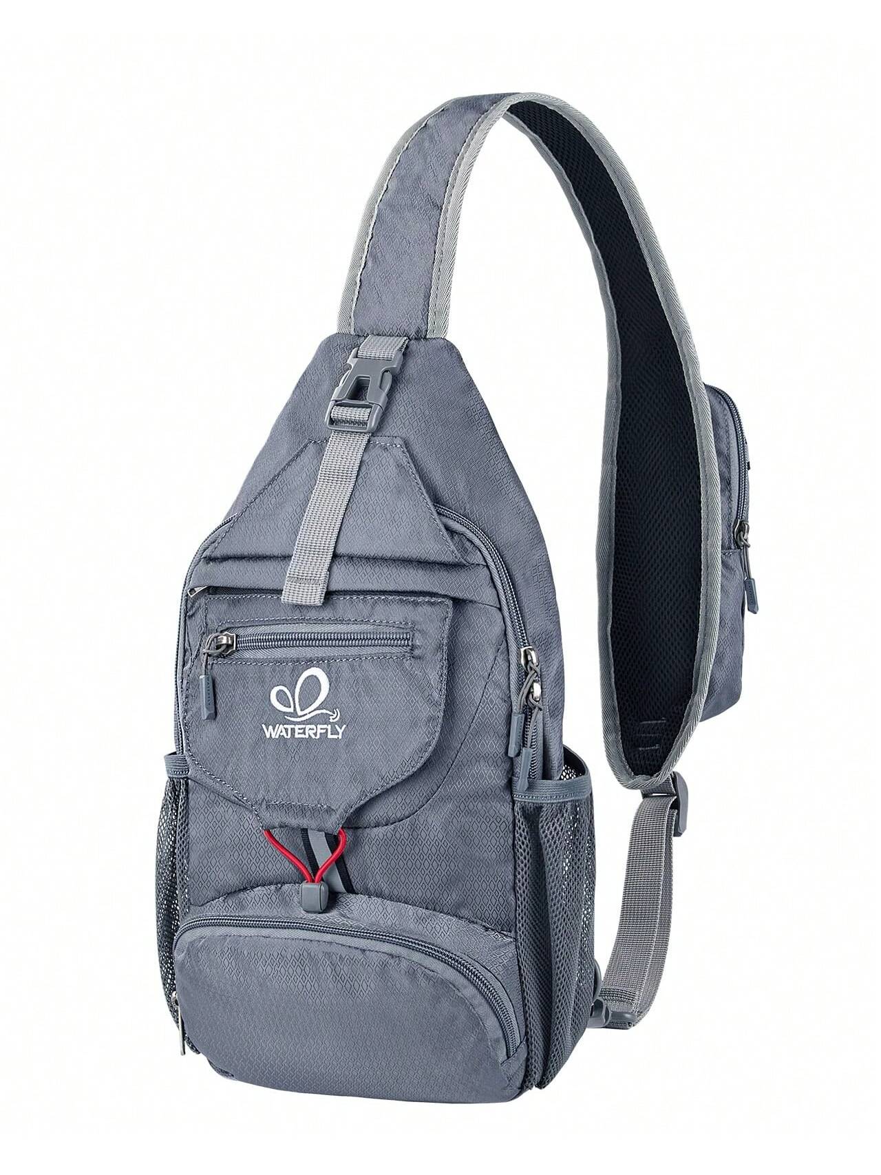 WATERFLY Packable Маленький рюкзак через плечо для мужчин и женщин Складная сумка через плечо на груди Дневной рюкзак для пеших прогулок и путешествий, серебристо-серый