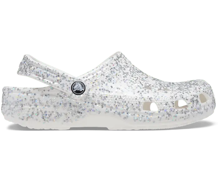 

Классические сабо со звездным блеском Crocs мужские, цвет White / Silver Glitter