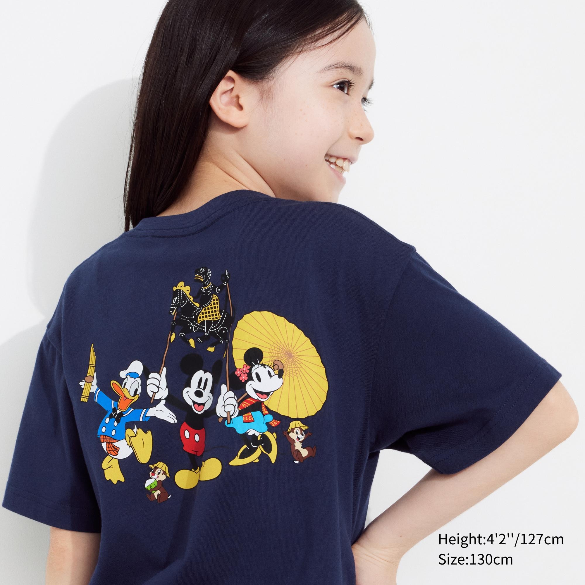 Футболка UNIQLO Mickey Mouse с коротким рукавом и рисунком, темно-синий свеча в торт набор микки маус и его друзья