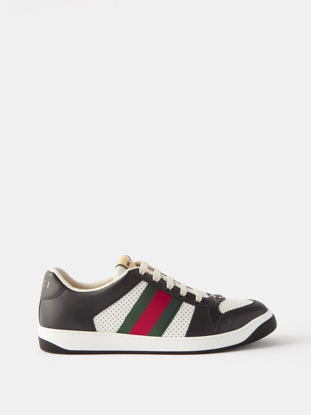 

Кроссовки screener из перфорированной кожи с полосками web Gucci, черный