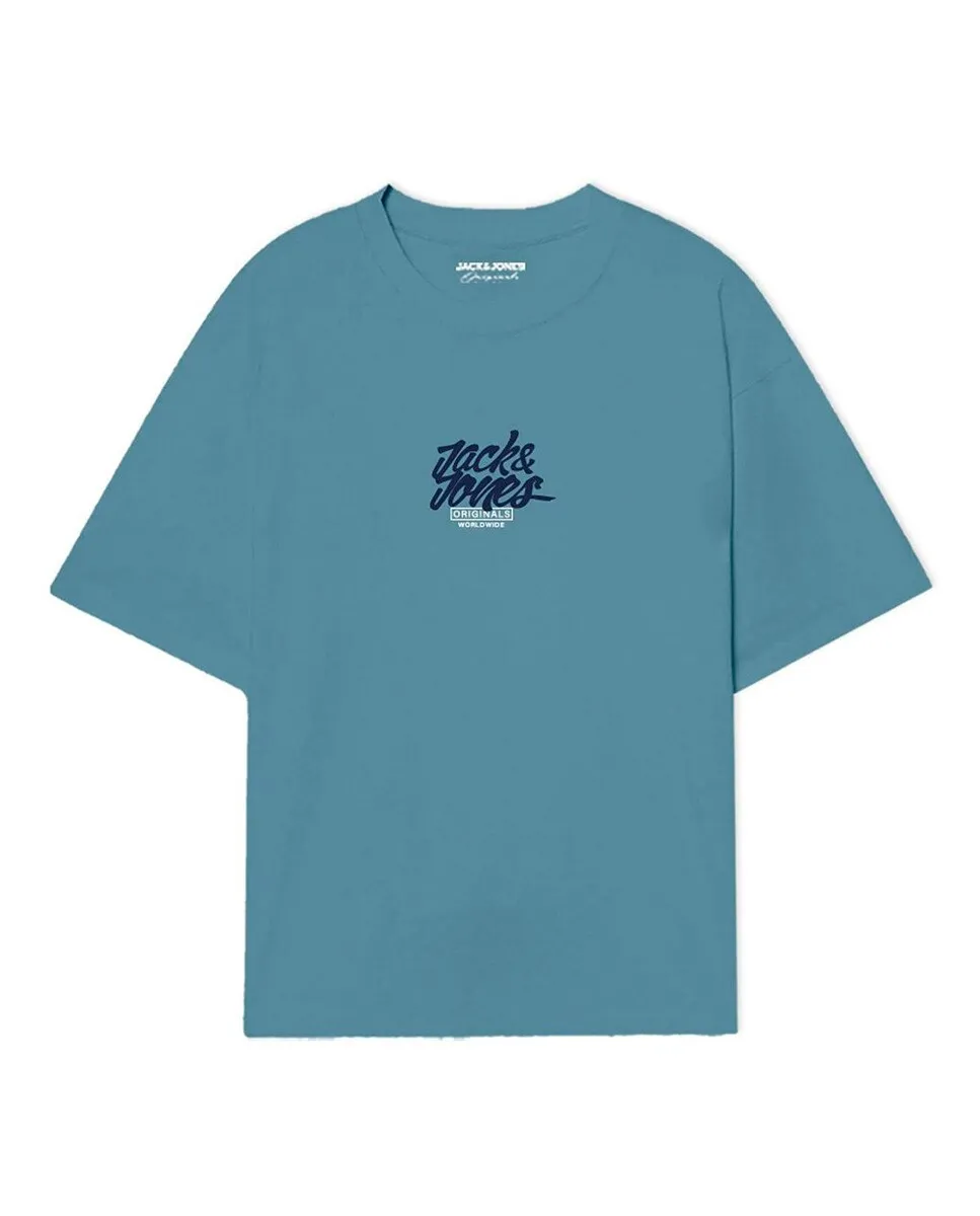 

Мужская футболка с принтом спереди, круглым вырезом и коротким рукавом Jack & Jones, синий