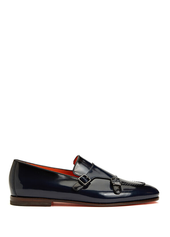 

Темно-синие мужские кожаные лоферы Santoni