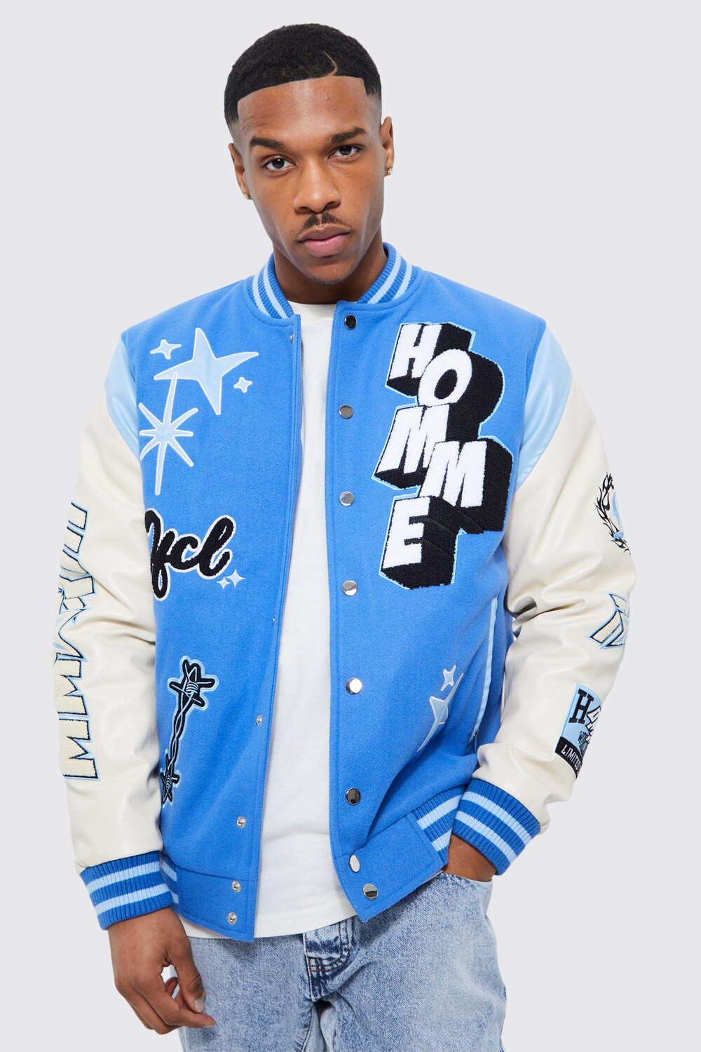 

Универсальная куртка homme multi badge Boohoo, синий