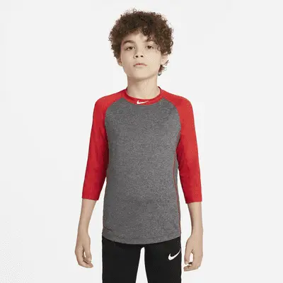 

Топ Nike Dry, цвет Dark Grey Heather/University Red/Dark Grey/White