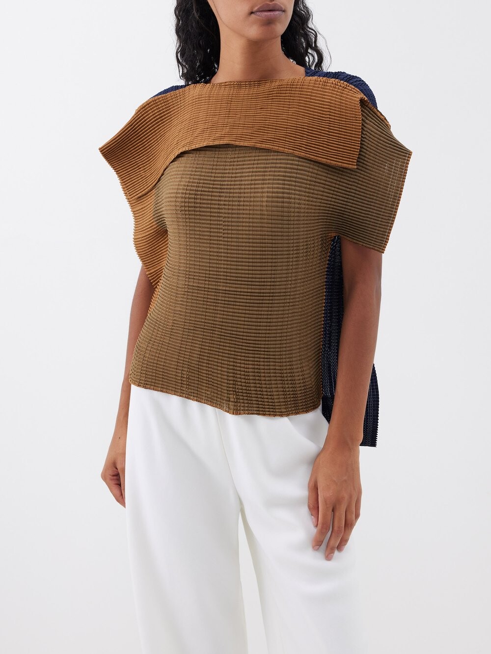 

Топ в стиле колор-блок со складками Issey Miyake, синий
