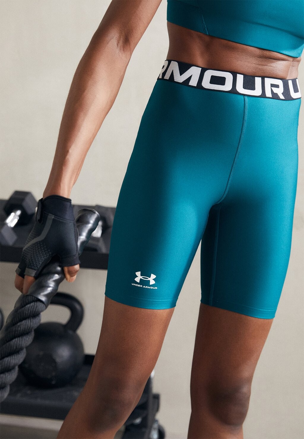 

Спортивный бюстгальтер с сильной поддержкой HEATGEAR HIGH Under Armour, цвет hydro teal