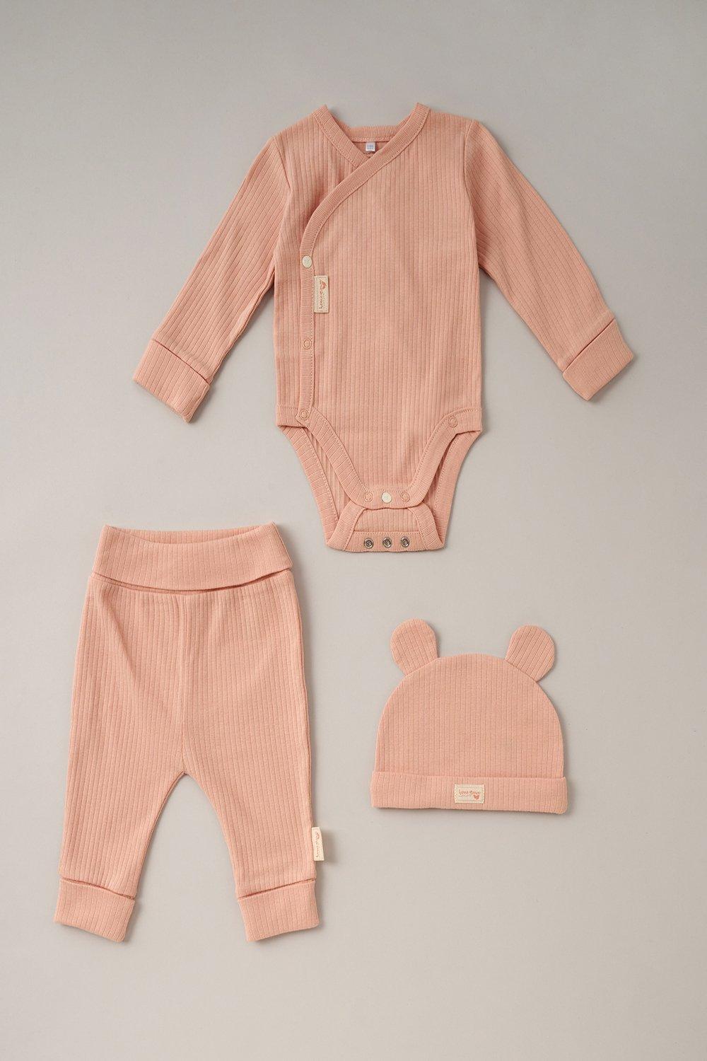 Хлопковое боди, брюки для бега и шляпа, комплект из 3 предметов Homegrown, розовый