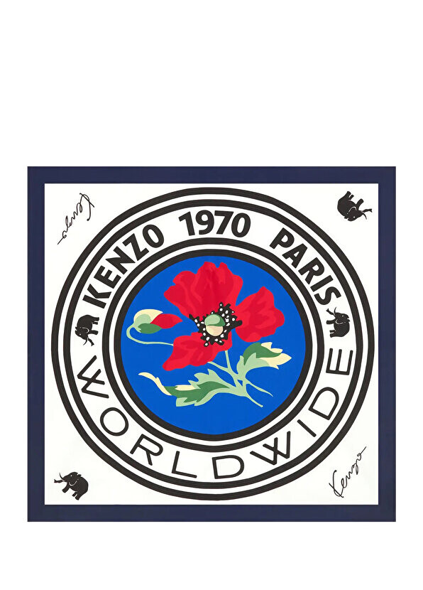 

Женский шарф цвета экрю с логотипом Kenzo