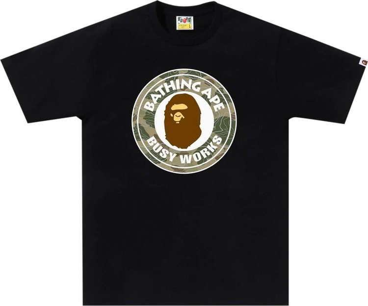 

Футболка BAPE Layered Line Camo Busy Works 'Black/Beige', черный