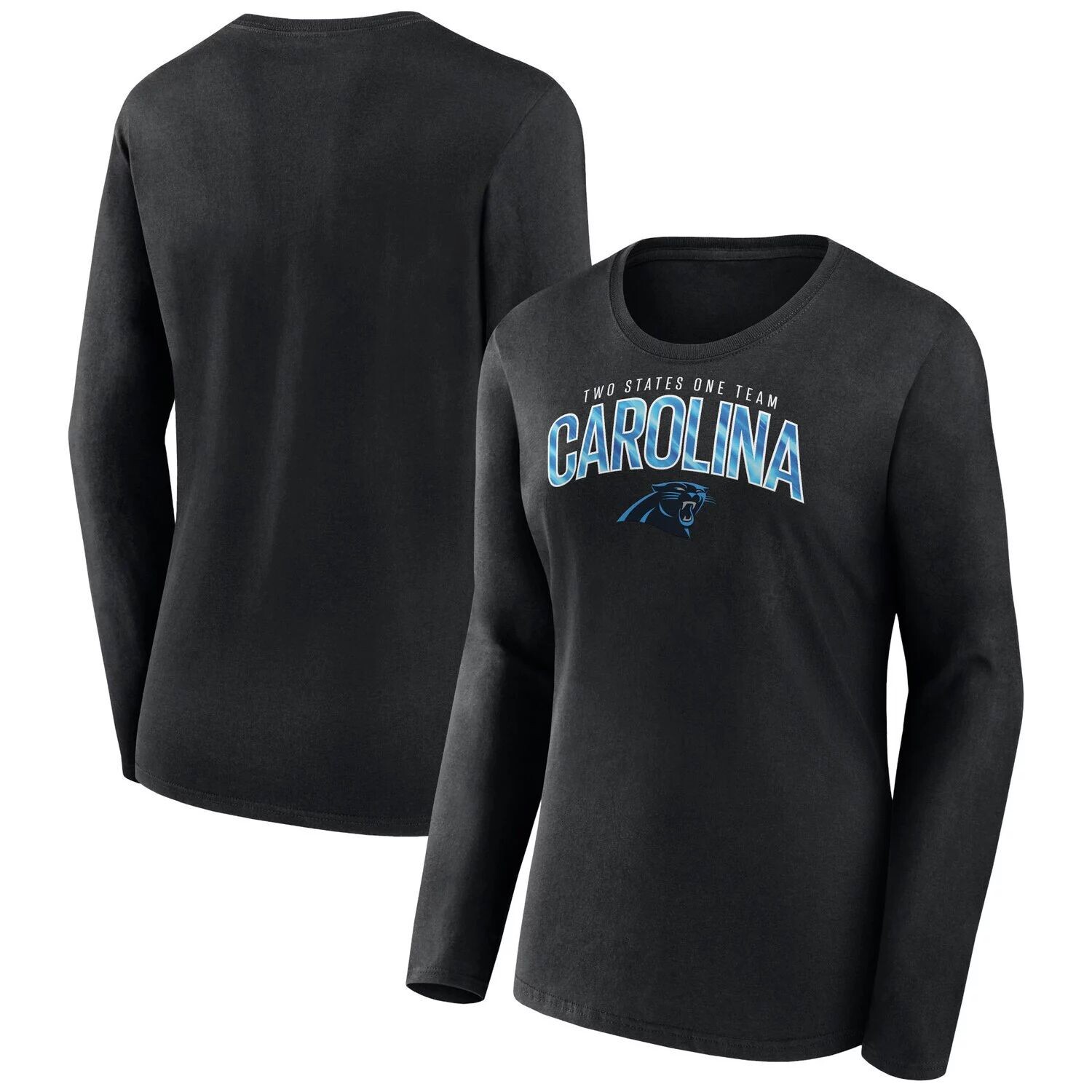 

Женская футболка с логотипом Fanatics Black Carolina Panthers размера плюс, с круглым вырезом и длинными рукавами Fanatics