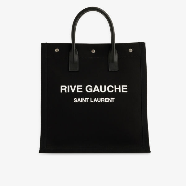 

Хлопковая большая сумка Noe Cabas Rive Gauche Saint Laurent, цвет nero bianco