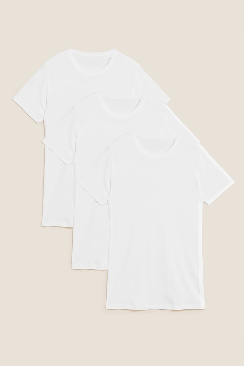 Домашние футболки с овальным вырезом, 3 шт Marks & Spencer, белый