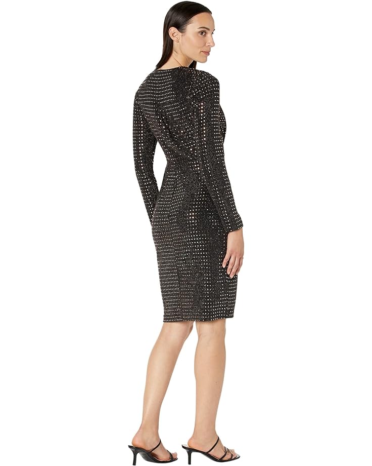 Платье Calvin Klein Long Sleeve V-Neck Glitter Dress, цвет Copper/Black 1