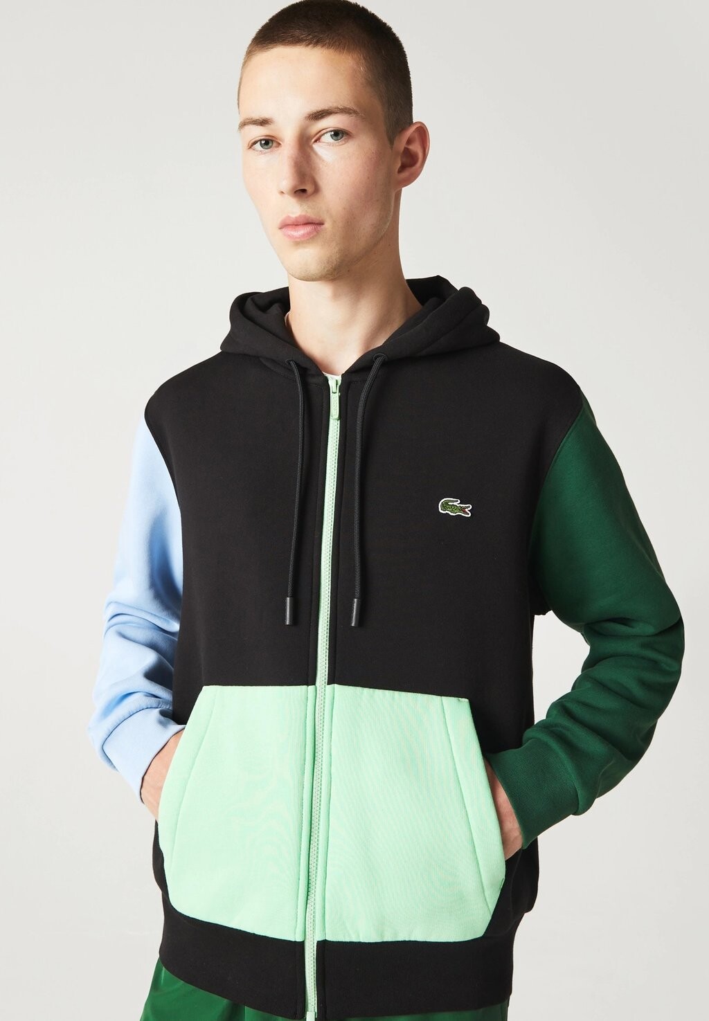 

Толстовка на молнии Lacoste, черный/зеленый/синий
