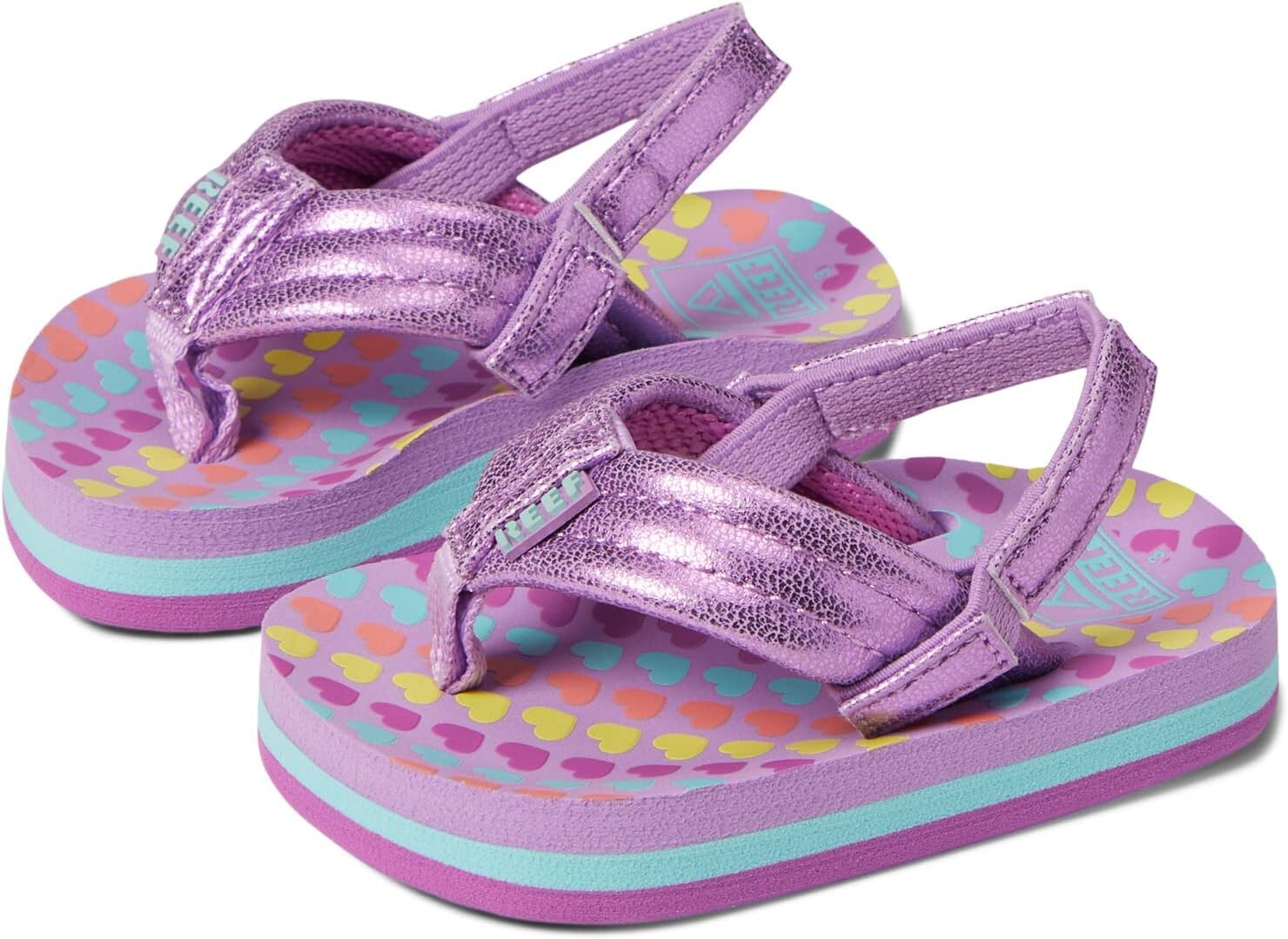 

Шлепанцы Reef Kids Little Ahi Flip Flop Reef, цвет Lavender Hearts
