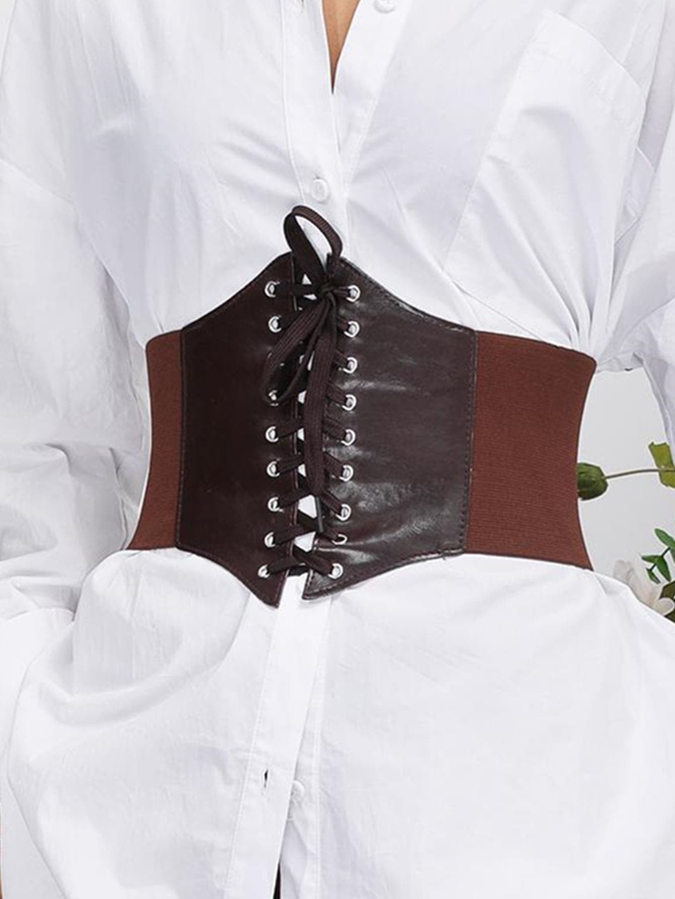 1 шт. женский черный корсет на шнуровке для украшения платья, кофейный коричневый