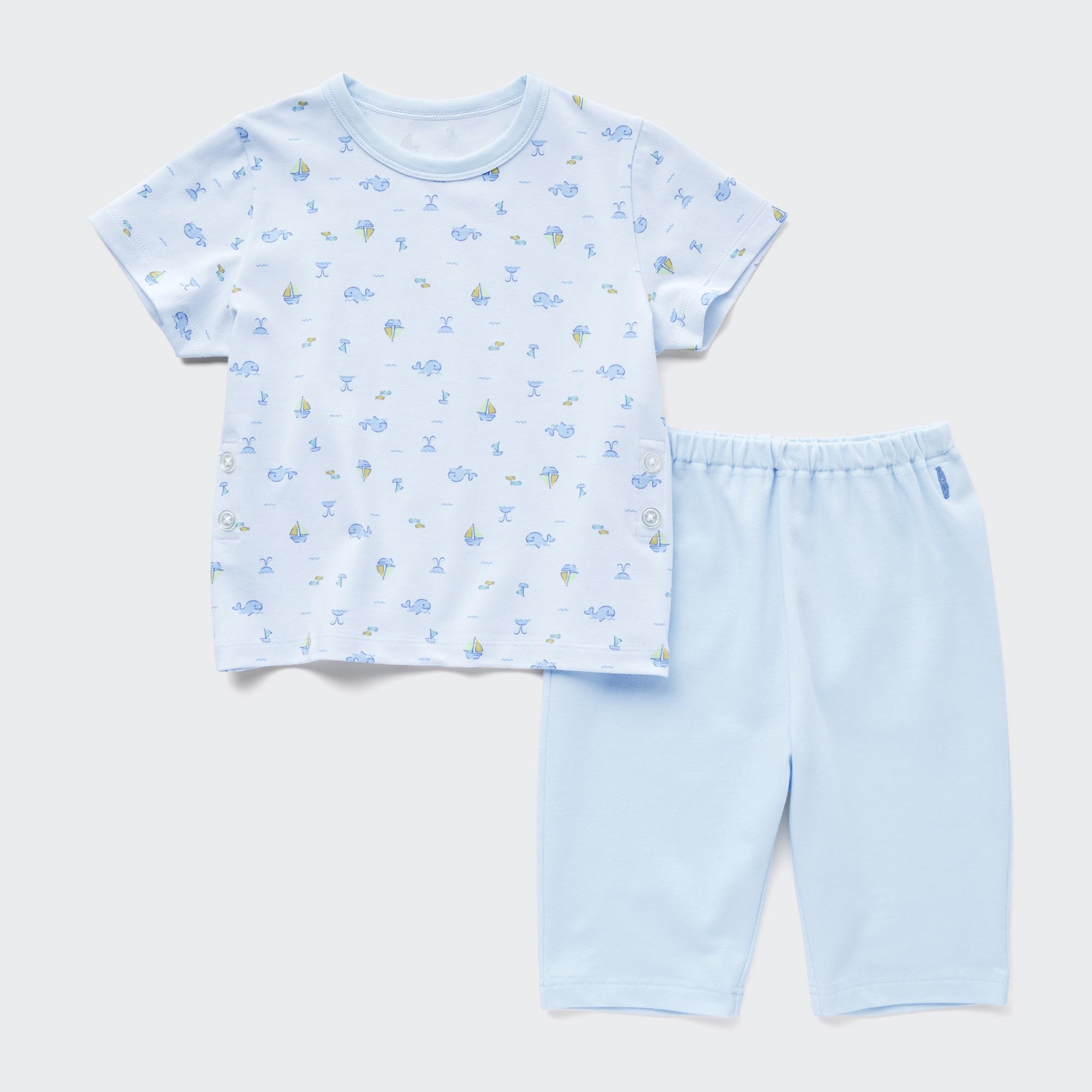 Пижама UNIQLO с короткими рукавами, светло-синий