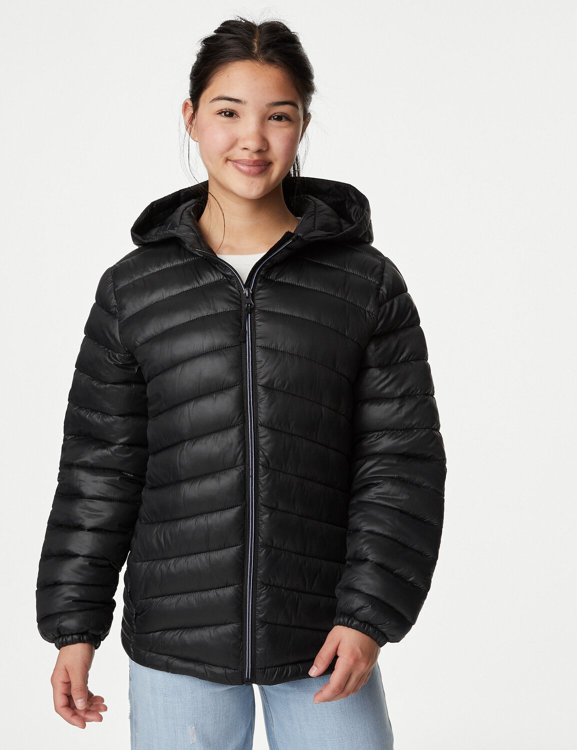 

Легкое стеганое пальто Stormwear (6–16 лет) Marks & Spencer, черный