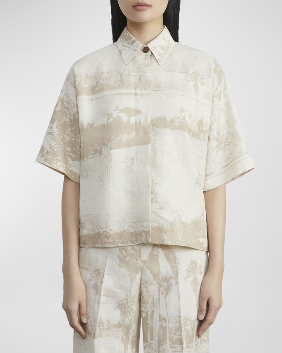 

Куртка-рубашка на пуговицах с принтом Toile Lafayette 148 New York